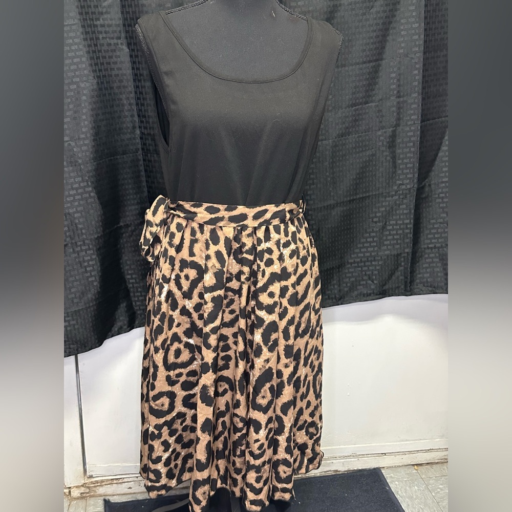 SHEIN Clasi Plus Size Women's Leopard Print A-Line Sleeveless Summer Dresses